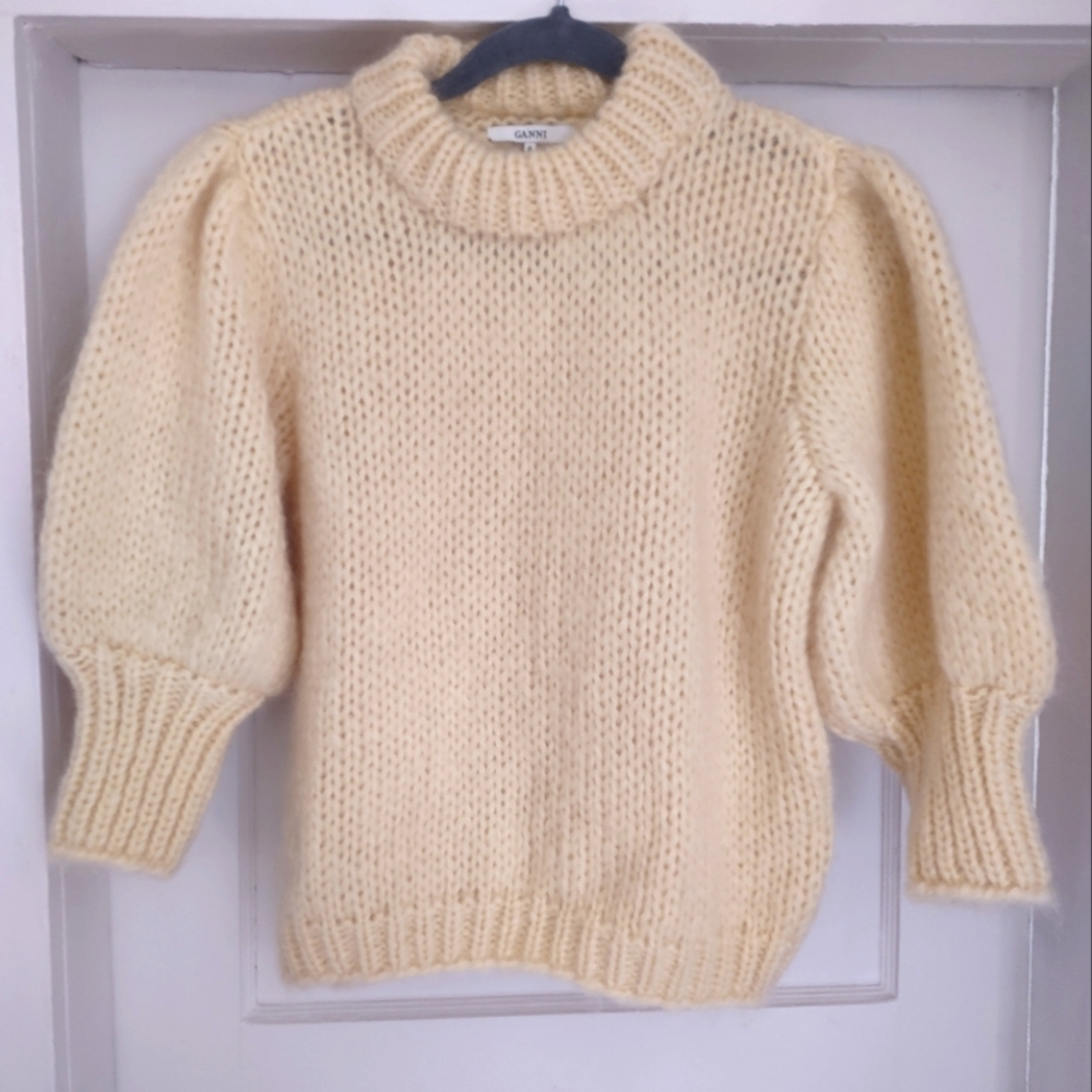 XL Ganni Canary Knit Mock Neck